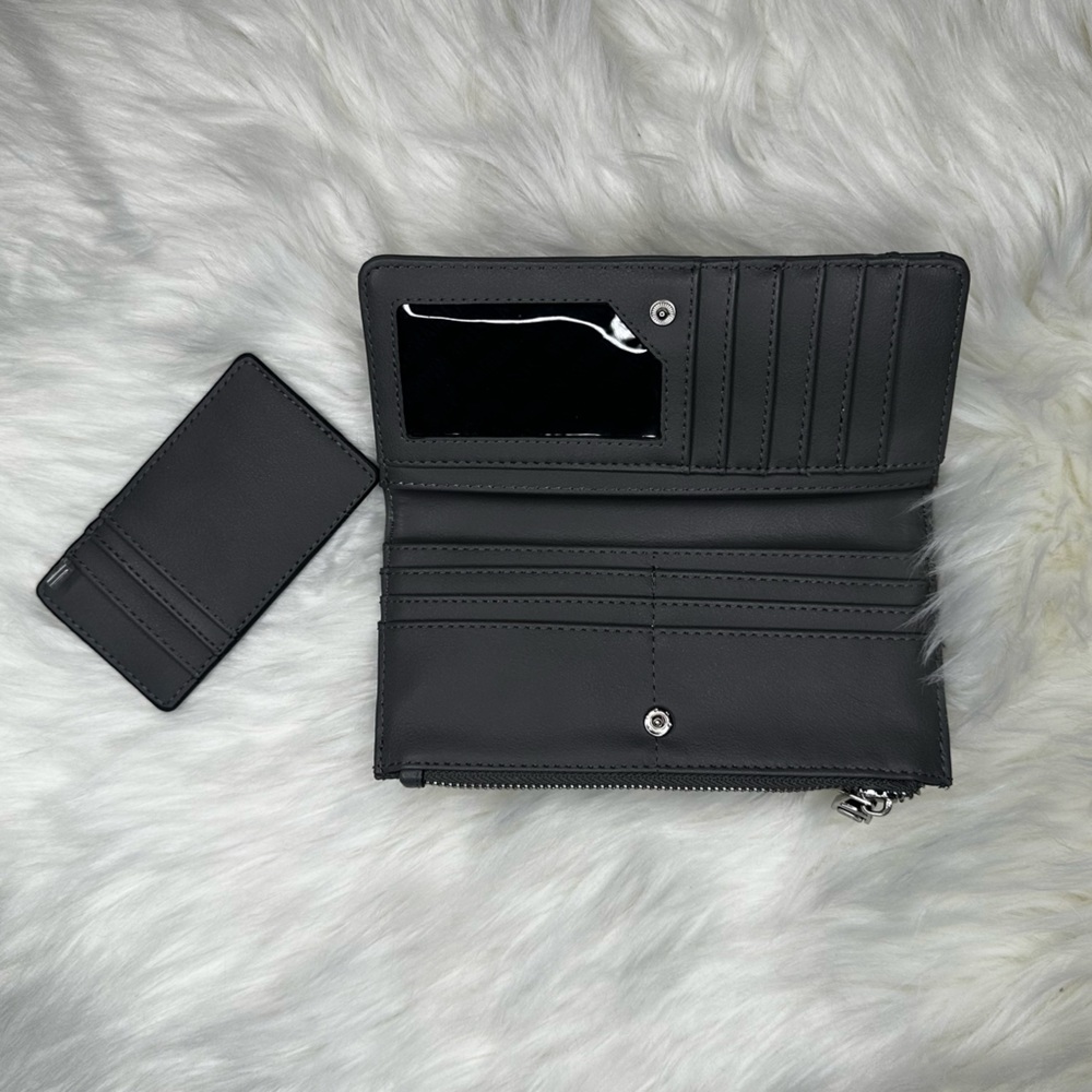 Steve Madden Gray Wallet With Zipper And Button C… - image 3